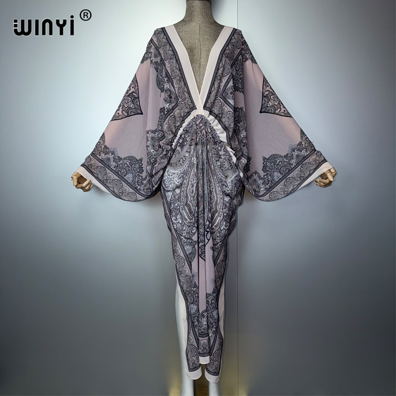 Kaftan Women Boho - WINYI V-neck Sexy Dress Arabic Traditional