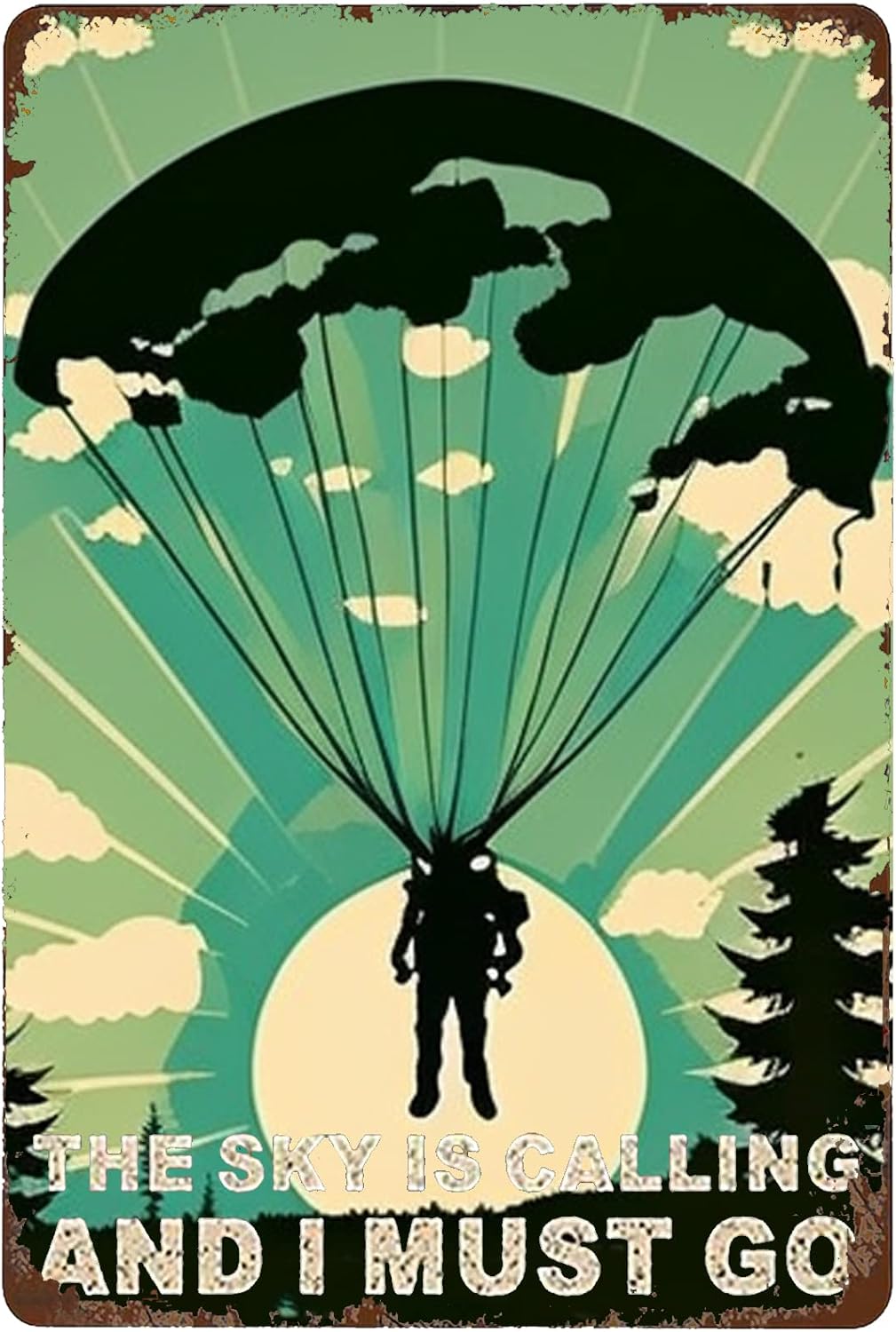 Ethnic Fashion Collection - Y1,Skydiving Adventure Tin Sign - Parachute