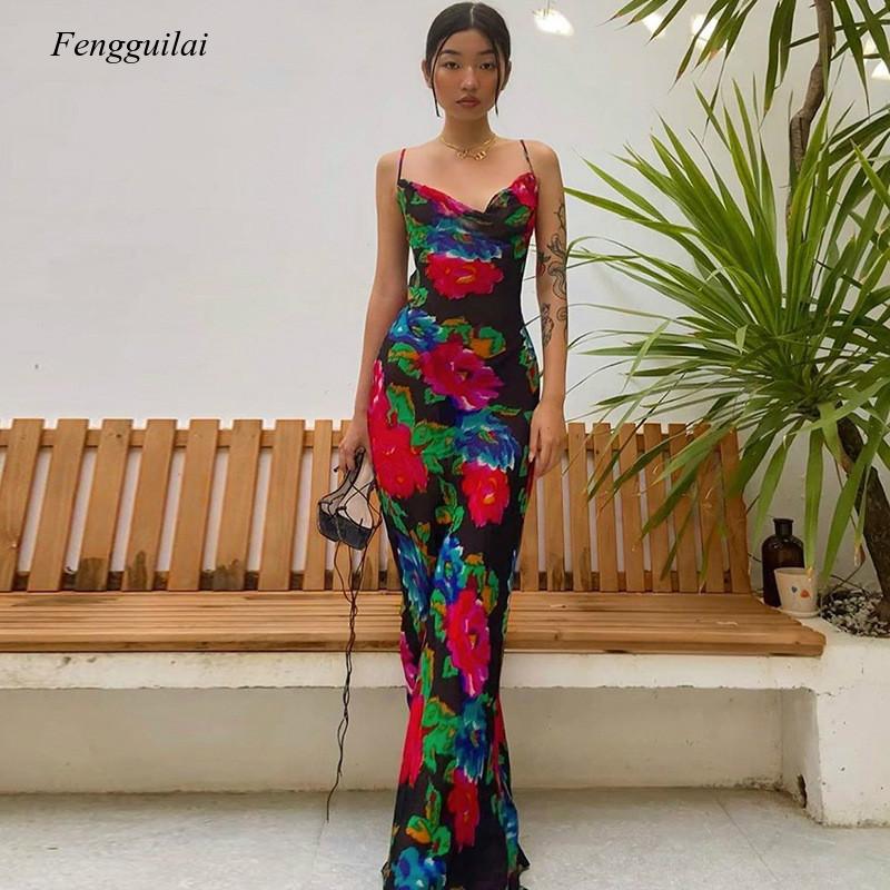 Kaftan Women Boho - Họa Tiết Hoa Mùa Hè Spaghetti