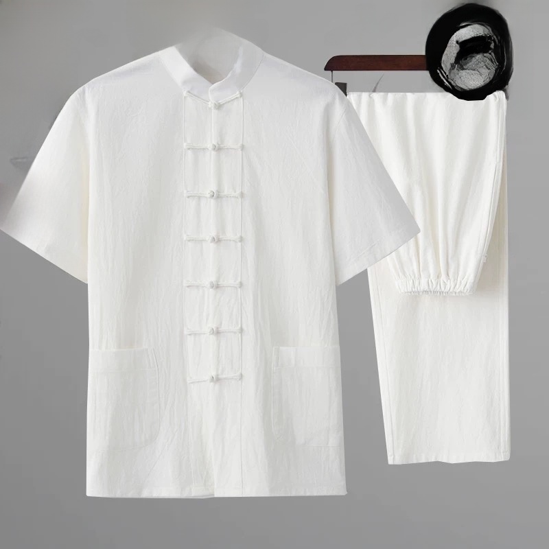 Ethnic Wear Men'S Fashion - Summer Cotton Linen Youth Hanfu Short