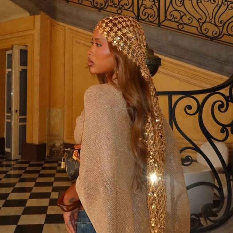 Boho Sequin Mesh Headscarf Gol - đánh giá và giá Ethnic Fashion Collection
