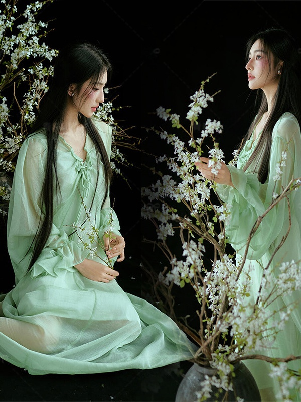Chinese Style Green Dress Trad - đánh giá và giá Ethnic Fashion Studio