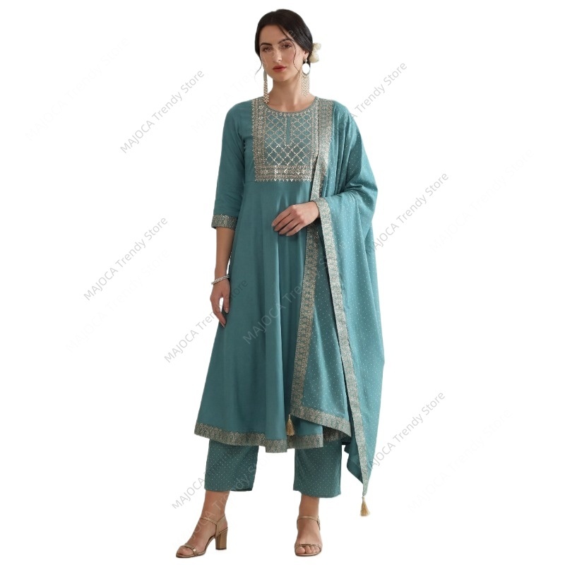 Peacock Blue Indian Women 3 Pi - đánh giá và giá Salwar Kameez Set