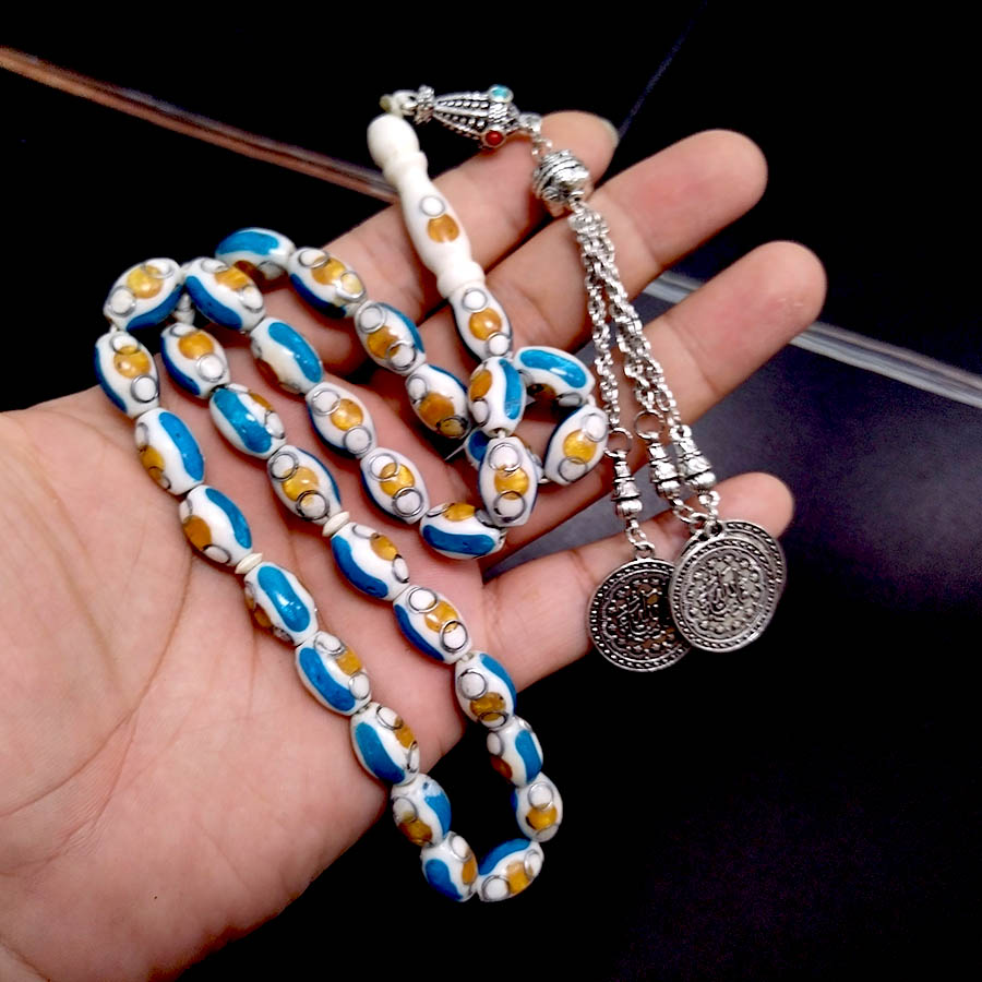 Camel bone Tasbih with Blue li - đánh giá và giá Ethnic Fashion Online