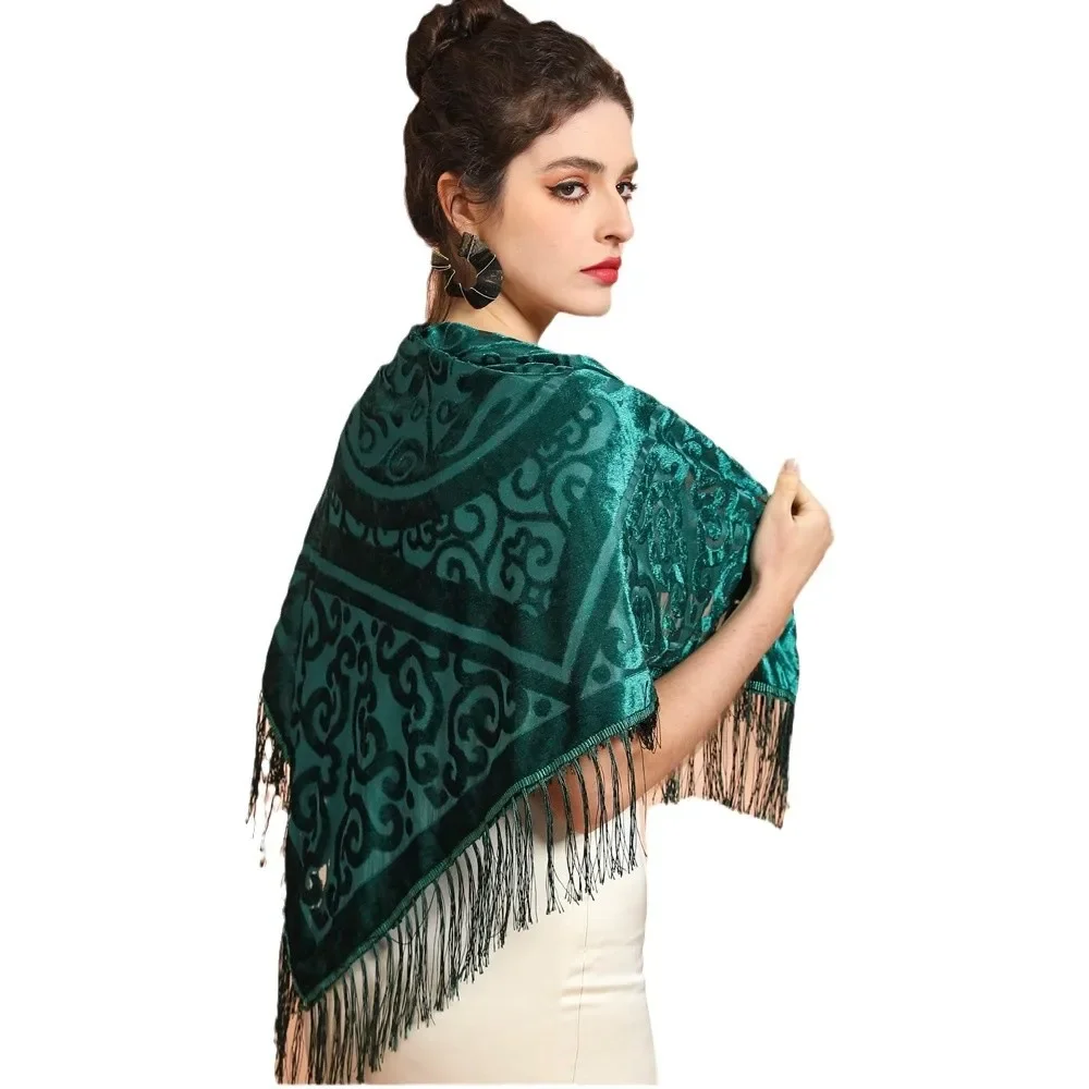 AW25 Velvet Jacquard Shawl wit - đánh giá và giá Ethnic Fashion Collection